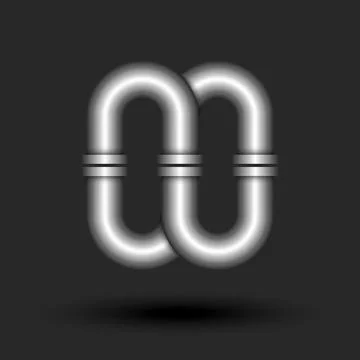 Closed loop logo 3d steel infinity shape line pipe with flanges smooth curv.. Stock Illustration