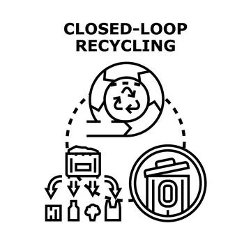 Closed loop recycling process creating circular economy 库存插图