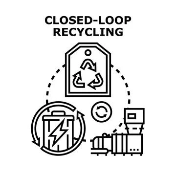 Closed loop recycling process protecting nature environment Stock Illustration