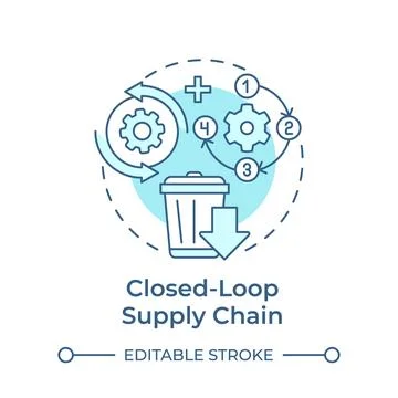 Closed-loop supply chain soft blue concept icon 스톡 일러스트