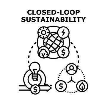 Closed loop sustainability concept with circular economy Stock Illustration