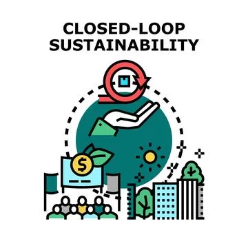 Closed loop sustainability concept illustrating circular economy Illustrazione stock