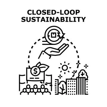 Closed loop sustainability concept illustrating circular economy Stock Illustration