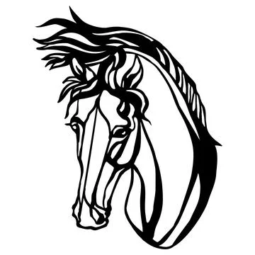 Closed-loop wild mustang head template vector illustration Illustrazione stock