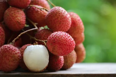 Closed up of Lychee group  fresh fruit and delicious in summer Stock Photos