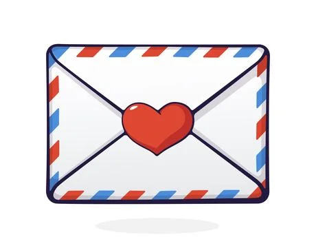 Closed mail white envelope with Wax red heart. Symbol of communication Stock Illustration