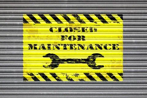 Closed For Maintenance Shutter Stock Photos