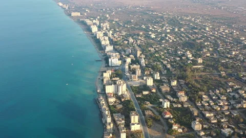 Closed Maras, Cyprus, day time aerial view, oe01 Stock Footage 235929132
