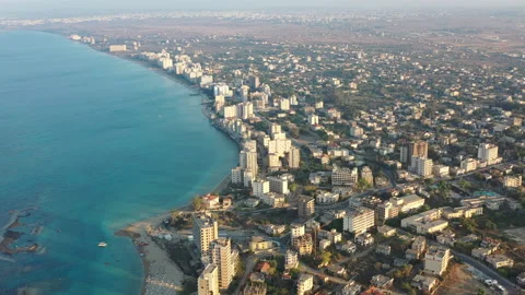 Closed Maras, Cyprus, day time aerial view, oe01 Stock Footage 235929285