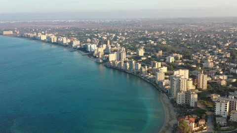 Closed Maras, Cyprus, day time aerial view, oe01 Stock Footage 235930439