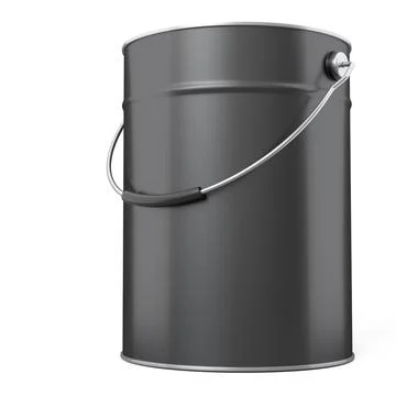Closed metal can or buckets of paint with handle on white background. Illustration