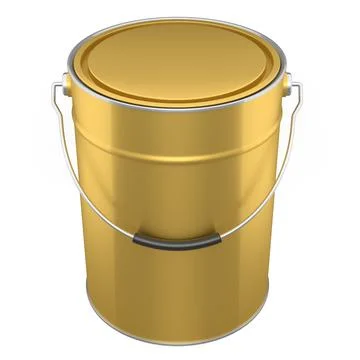 Closed metal can or buckets of paint with handle on white background. Illustration