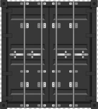 A closed metal container featuring four vertical metal bars and a grey door.. Stock Illustration