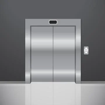 Closed metal elevator. Realistic vector illustration Stock Illustration