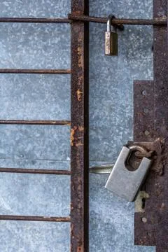 Closed metal lock door security protection padlock Stock Photos