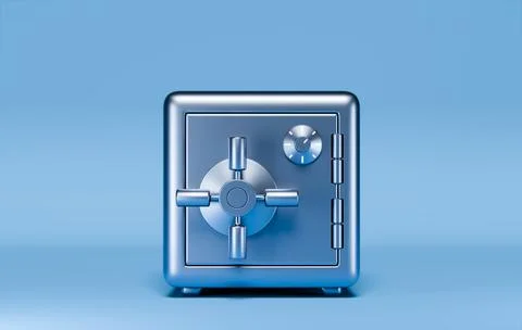 Closed Metallic Safe on Blue Background Stock Illustration