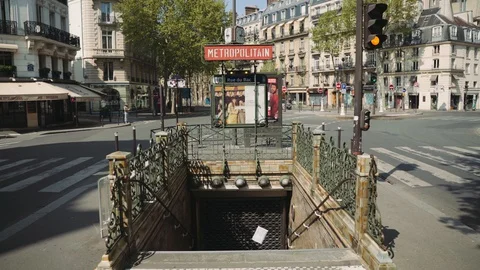 Closed Metro / subway during coronavirus quarantine 4K Stock Footage 128385605