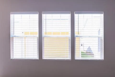 Closed Modern White Window Blinds Stock Photos