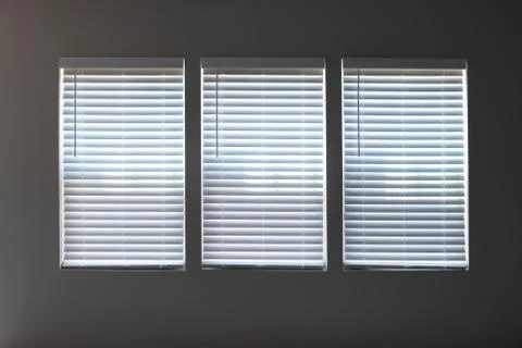 Closed Modern White Window Blinds Stock Photos