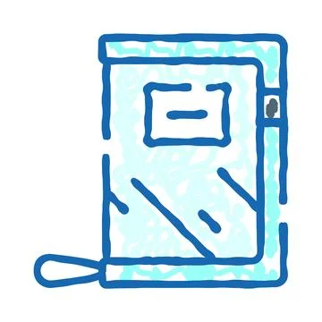 Closed notebook with blank label for writing ideas Stock Illustration