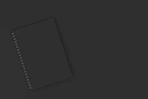 Closed notebook spiral bound on black background Stock Illustration