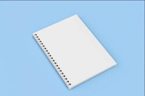 Closed notebook spiral bound on blue background Stock Illustration