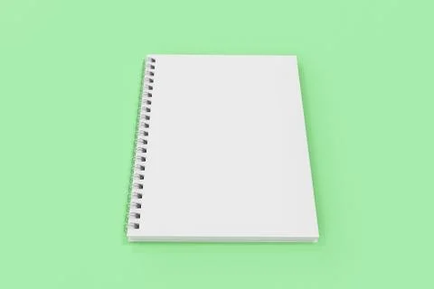 Closed notebook spiral bound on green background Stock Illustration