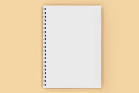 Closed notebook spiral bound on orange background Stock Illustration