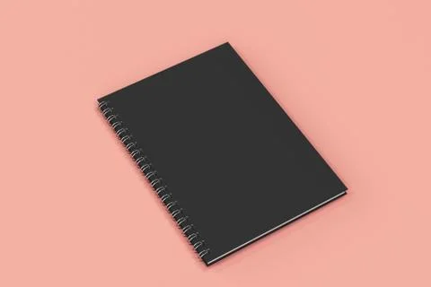 Closed notebook spiral bound on red background Stock Illustration