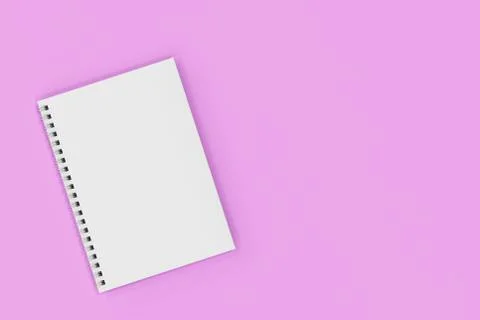 Closed notebook spiral bound on violet background Stock Illustration