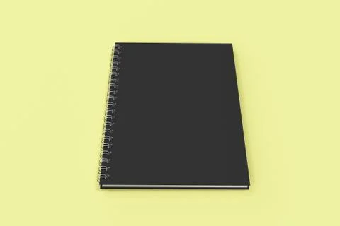 Closed notebook spiral bound on yellow background Stock Illustration