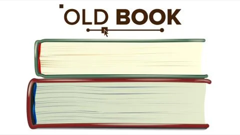 Closed Old Book Set . Education, Literature Textbook. Isolated Illustration Illustrazione stock