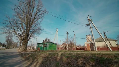 Closed old grocery store built in communism era and abandoned Stock Footage 296389353