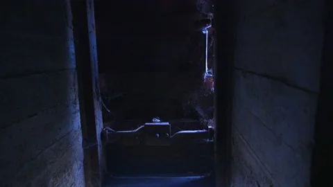 Closed old rusty door in the corridor Stock Footage 126585200
