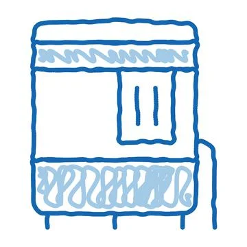 Closed oven with timer doodle icon hand drawn illustration Stock Illustration