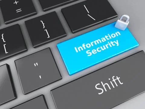 Closed padlock and information security on computer keyboard. privacy concept Illustrazione stock