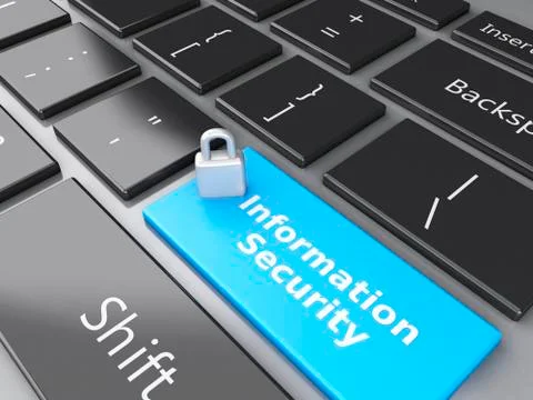 Closed padlock and information security on computer keyboard. privacy concept イラスト素材