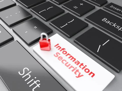Closed padlock and information security on computer keyboard. privacy concept Stock Illustration