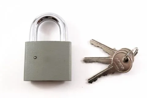 Closed Padlock and Three Keys Stock Photos