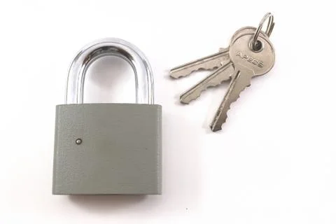 Closed Padlock and Three Keys Stock Photos