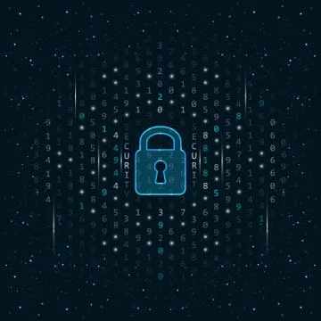 Closed padlock on dark abstract vector background. Global security concept de 库存插图