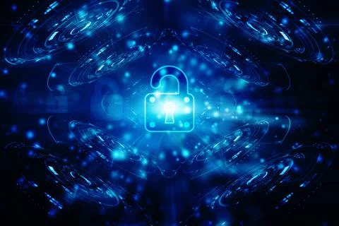 Closed Padlock on digital background, Technology security concept イラスト素材