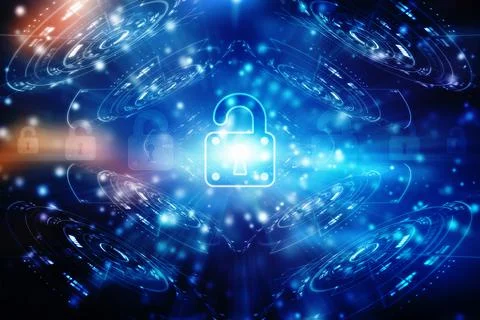 Closed Padlock on digital background, Technology security concept イラスト素材
