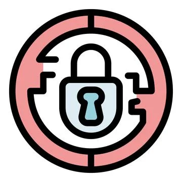 Closed padlock inside pink circle symbolizing security and protection Stock Illustration