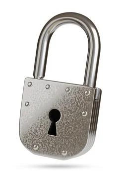 Closed padlock isolated on white background. 3d illustration. Stock Illustration