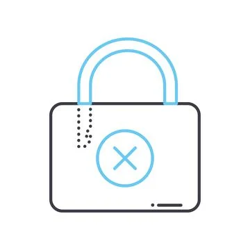 Closed padlock line icon, outline symbol, vector illustration, concept sign Stock Illustration