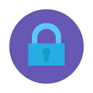 Closed Padlock On Round Purple Sticker Icon Stock Illustration