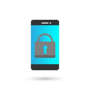 Closed Padlock Security Phone Flat Black Icon Stock Illustration