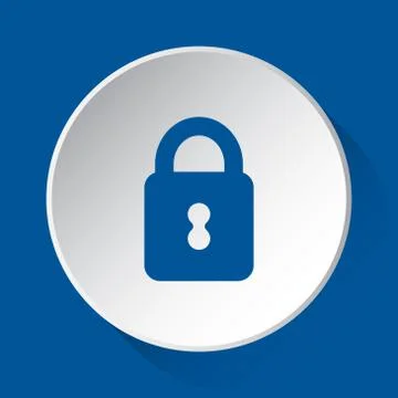 Closed padlock - simple blue icon on white button Stock Illustration