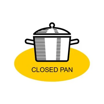 Closed pan for cooking outline vector for packaging design Stock Illustration